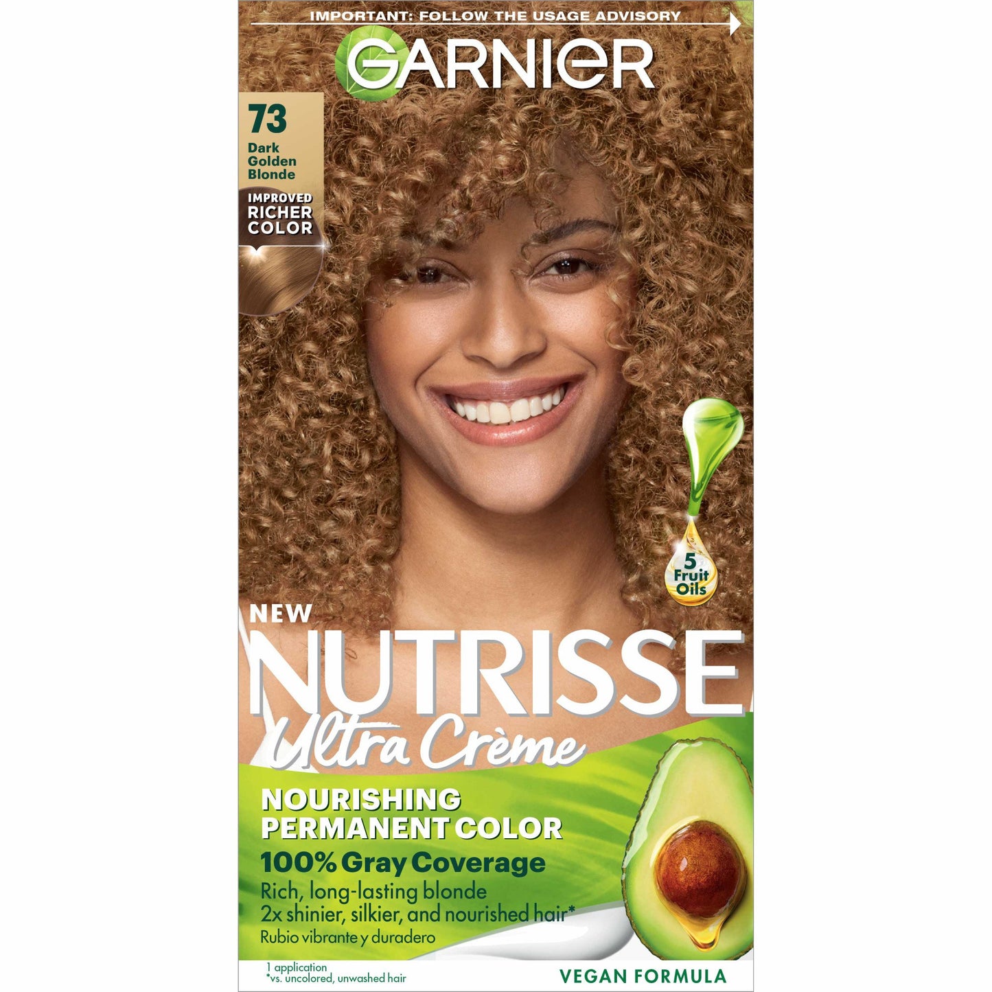Garnier Nutrisse Nourishing Hair Color Creme - 73 Dark Golden Blonde (Honey Dip)
