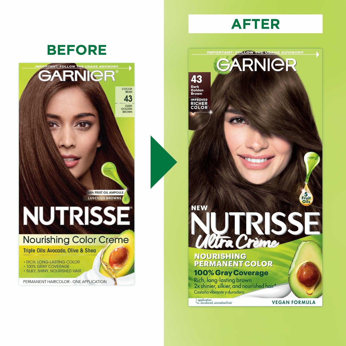 Garnier Nutrisse Nourishing Hair Color Creme - 43 Dark Golden Brown
