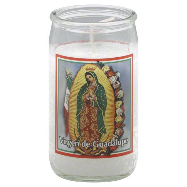 Reed Candle Virgen de Guadalupe Religious Candle - White Wax