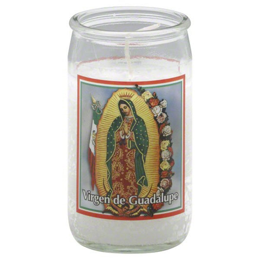 Reed Candle Virgen de Guadalupe Religious Candle - White Wax