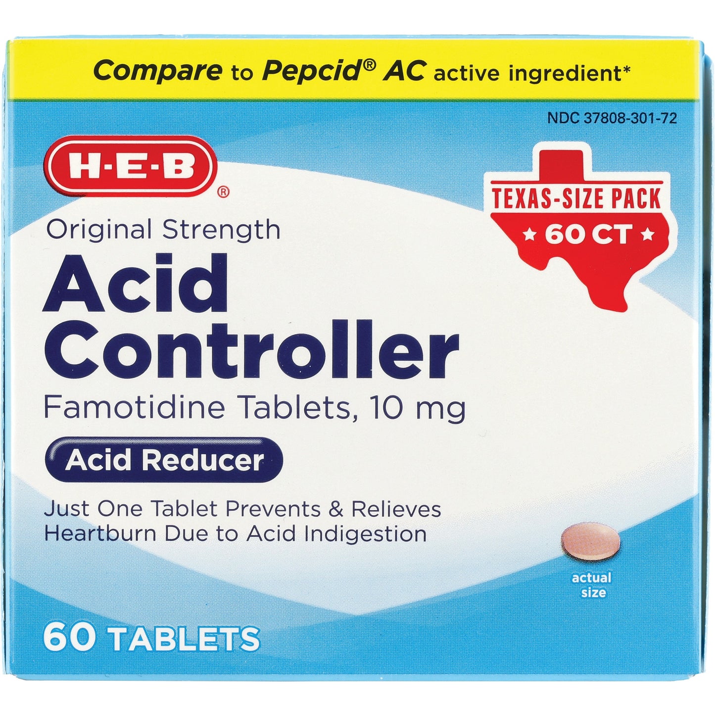 H-E-B Original Strength Acid Controller Famotidine Tablets - Texas-Size Pack