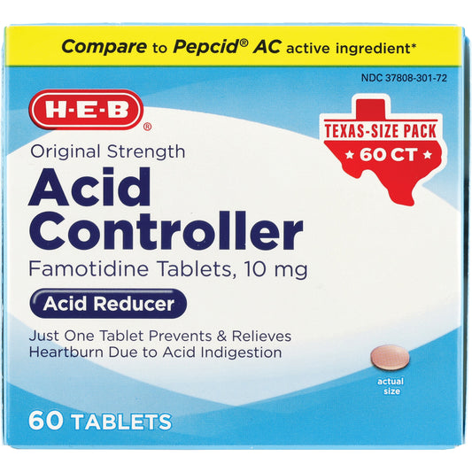 H-E-B Original Strength Acid Controller Famotidine Tablets - Texas-Size Pack