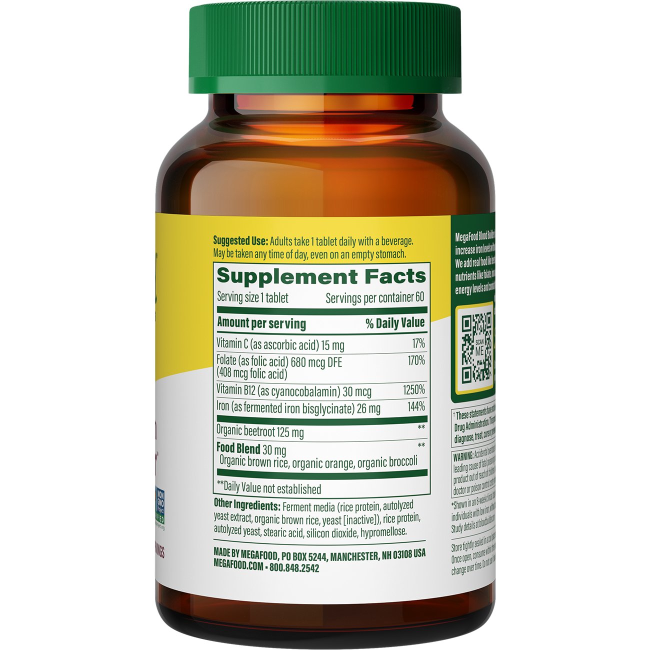 MegaFood Blood Builder Whole Food Multivitamin & Mineral Supplement Tablets