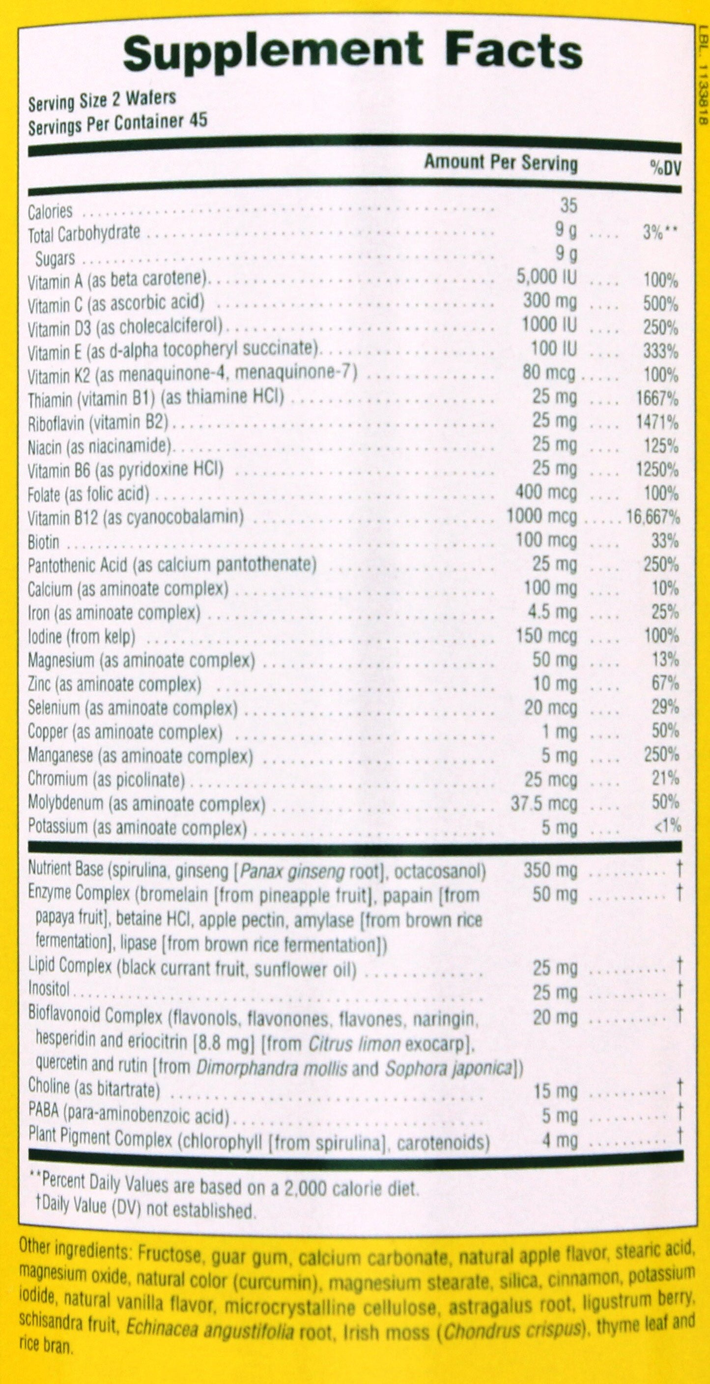 NaturesPlus Source of Life Adult's Chewable Multivitamin & Mineral Wafers