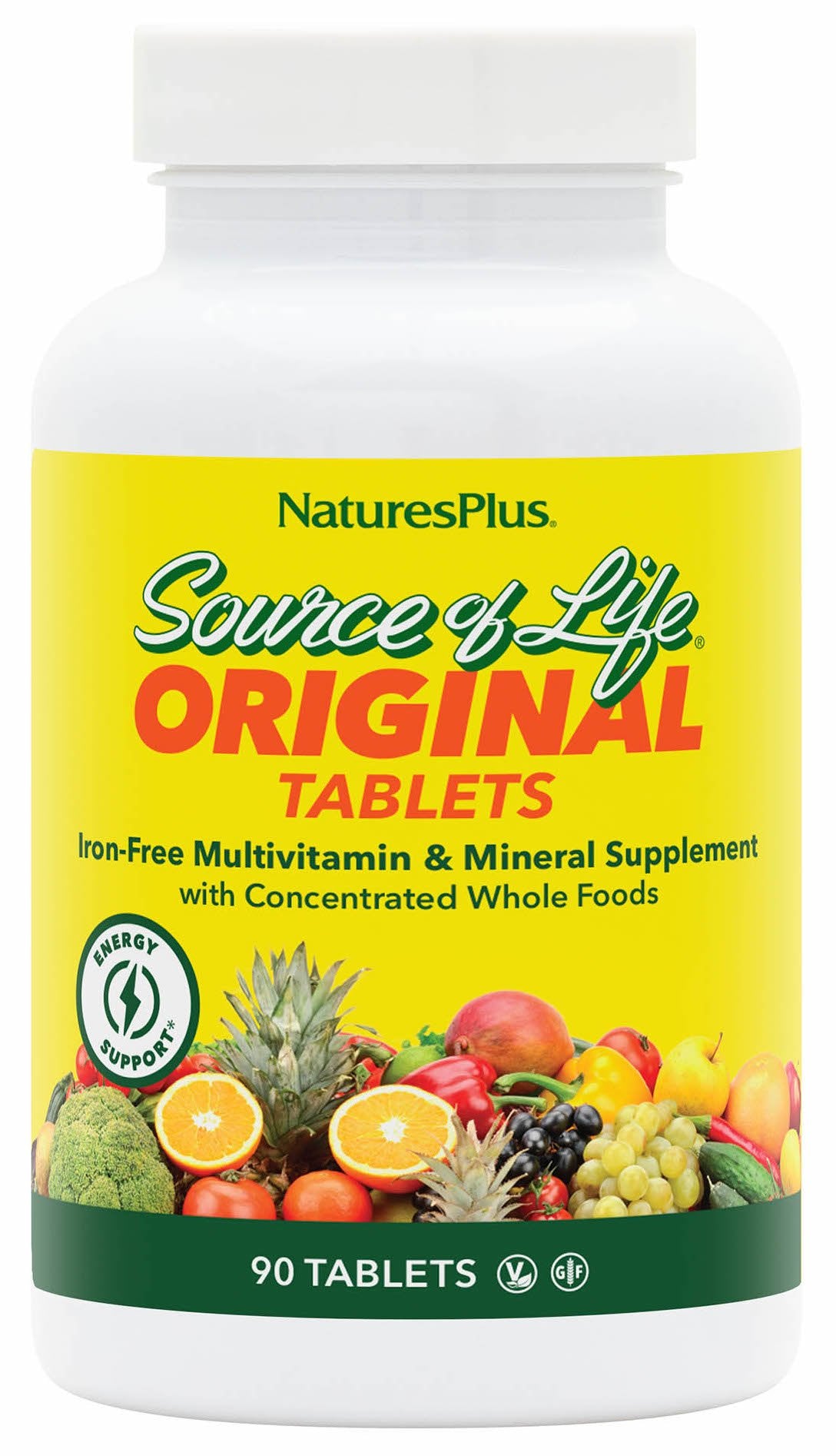 NaturesPlus Original Source of Life Iron-Free Multivitamin & Mineral Supplement Tablets