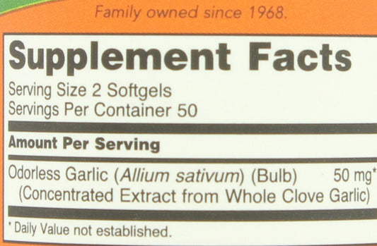 NOW Odorless Garlic 2500 mg Softgels