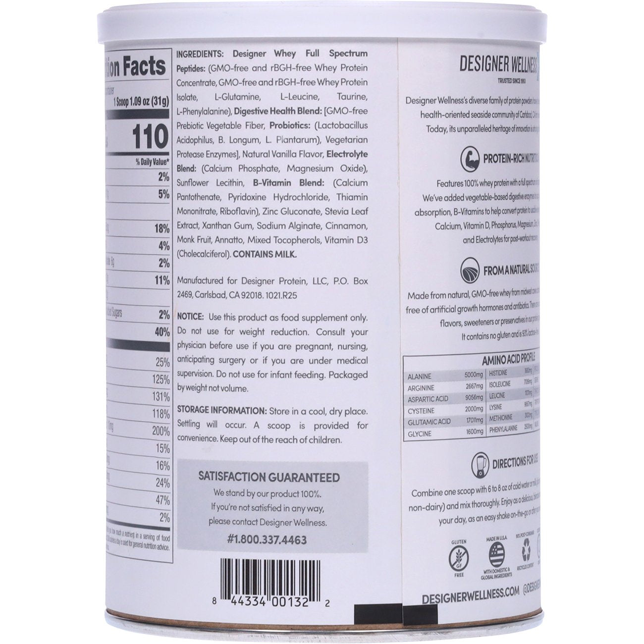 Designer Wellness Designer Whey 20g Protein Powder - French Vanilla