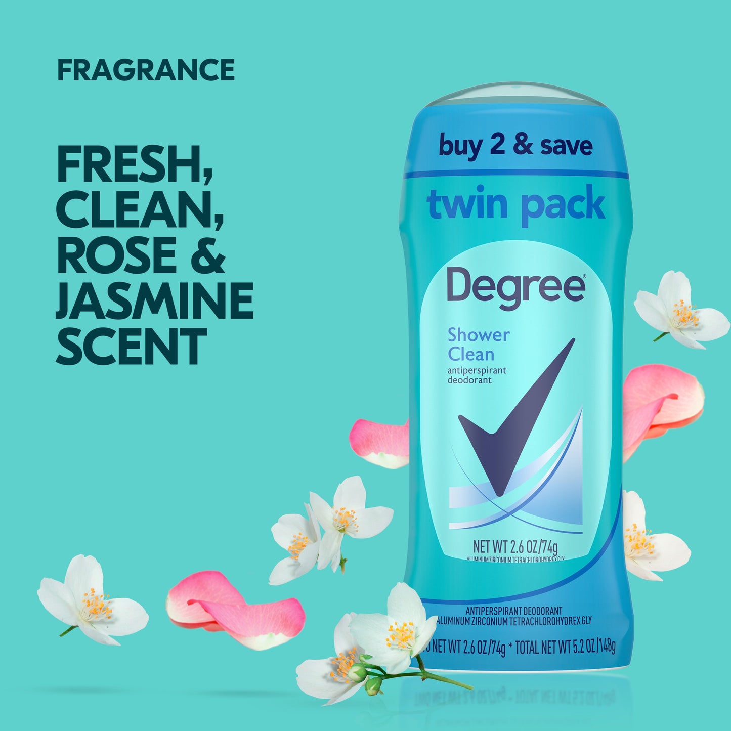 Degree 48 Hr Antiperspirant Deodorant - Shower Clean, 2.6 oz
