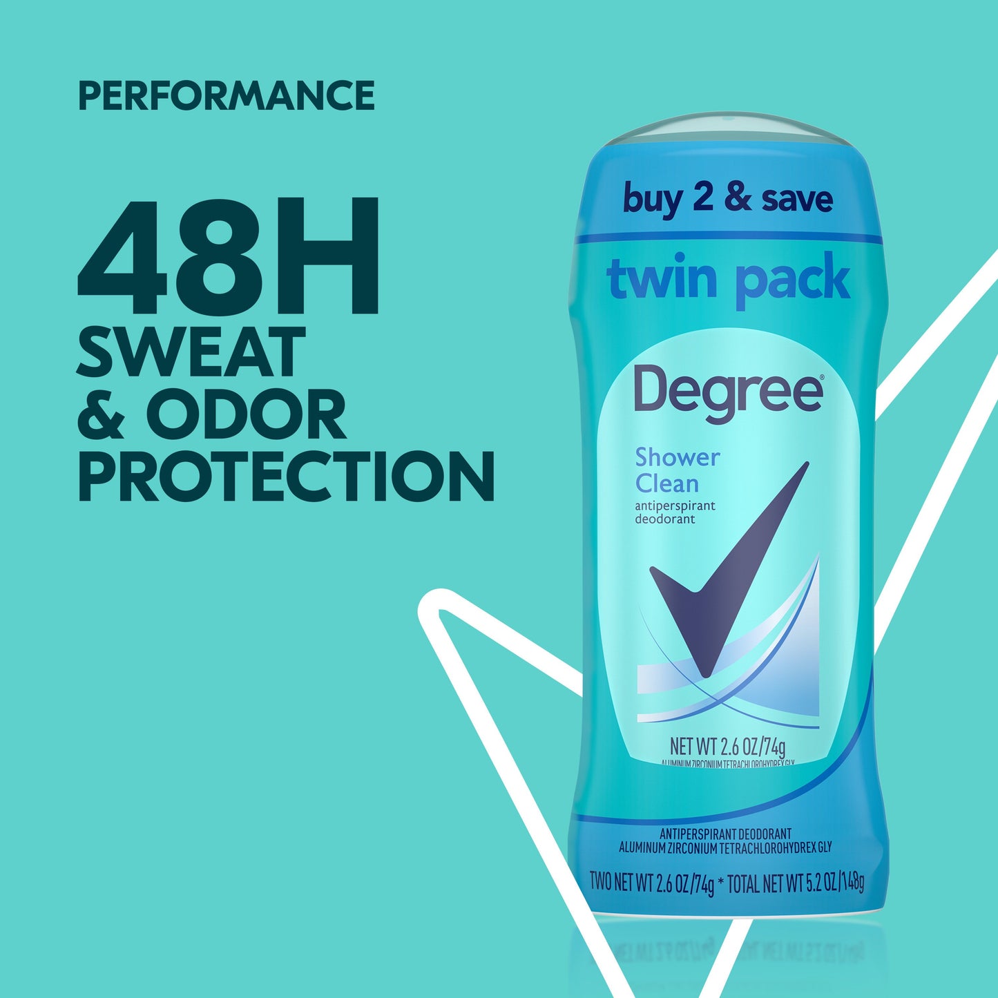 Degree 48 Hr Antiperspirant Deodorant - Shower Clean, 2.6 oz