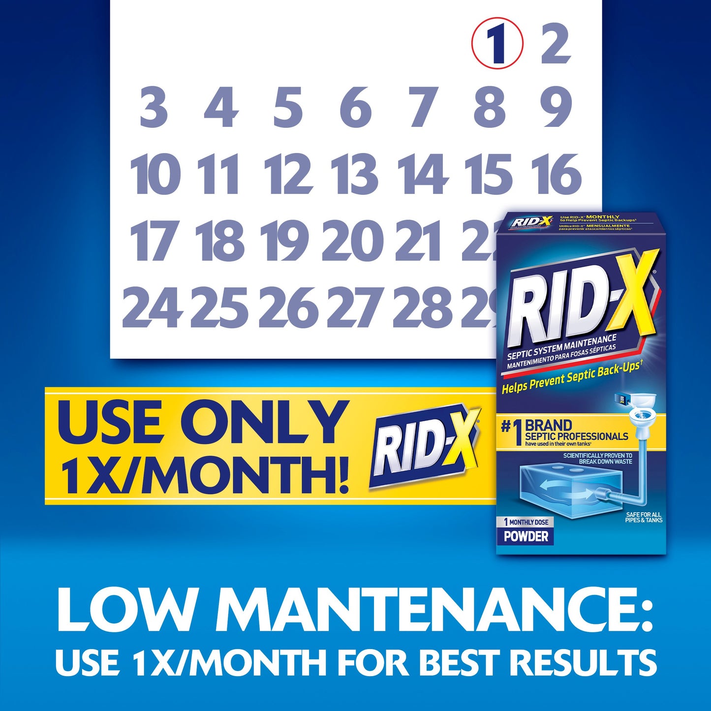 RID-X Septic Tank Treatment, 1 Month Supply Of Powder