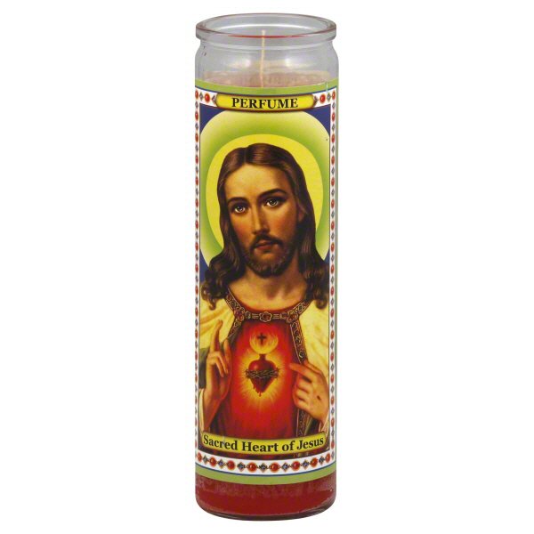 Reed Candle Sacred Heart of Jesus Perfume Scented Religious Candle – Red Wax