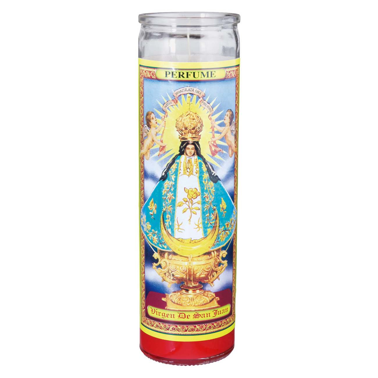 Reed Candle Virgen de San Juan Perfume Scented Religious Candle - Red Wax