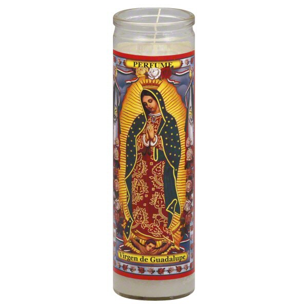 Reed Candle Virgen de Guadalupe Perfume Scented Religious Candle - White Wax