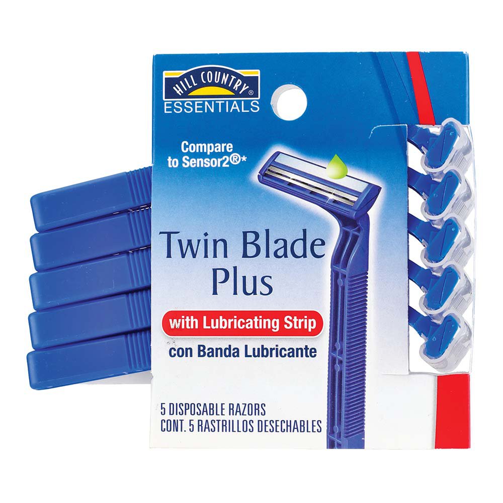 Hill Country Essentials Twin Blade Plus with Lubricating Strip Disposable Razors for Men