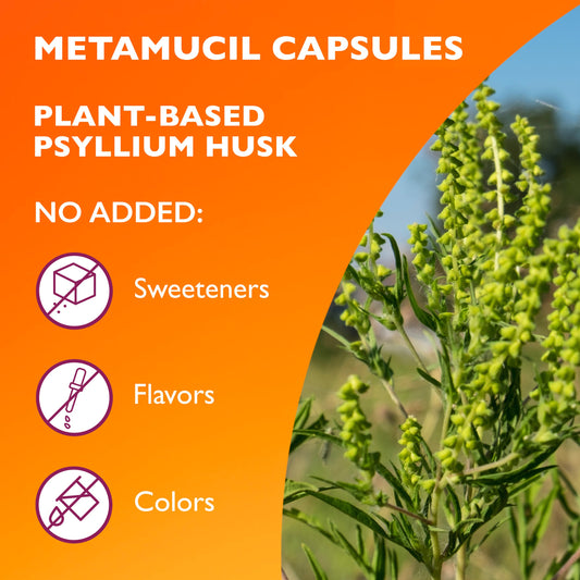 Metamucil Fiber Capsules, 3-in-1 Psyllium Husk Fiber, Daily Fiber Supplement