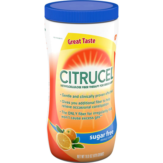 Citrucel Sugar Free Fiber Powder for Occasional Constipation Relief, Orange Flavor