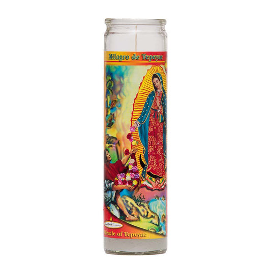 Reed Candle Milagro del Tepeyac Religious Candle - White Wax
