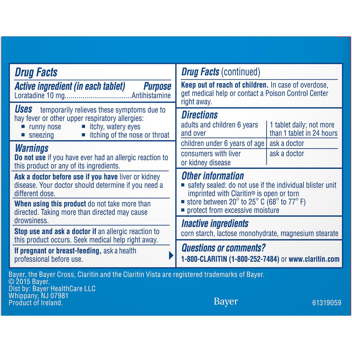 Claritin Non-Drowsy 24 Hour Allergy Relief Tablets
