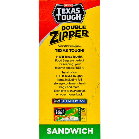 H-E-B Texas Tough Double Zipper Sandwich Bags