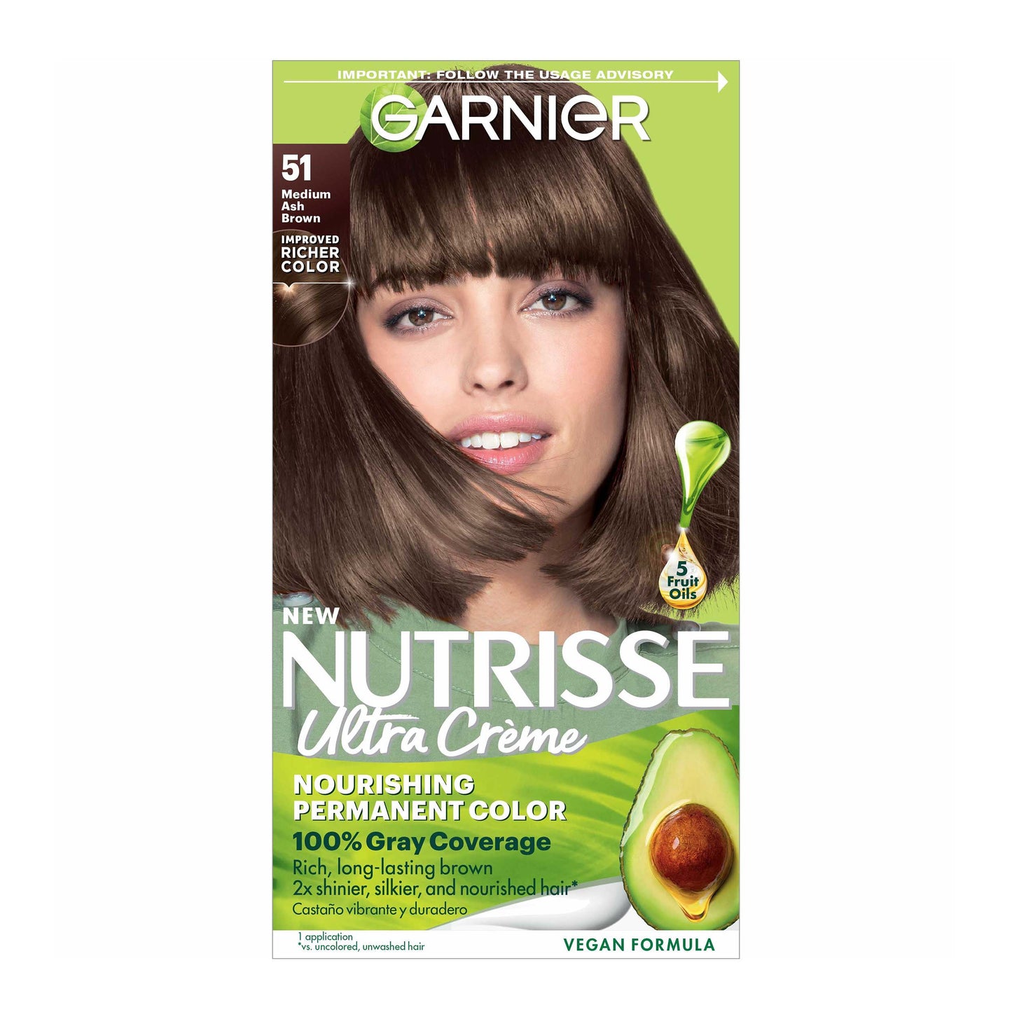 Garnier Nutrisse Nourishing Hair Color Creme - 51 Medium Ash Brown