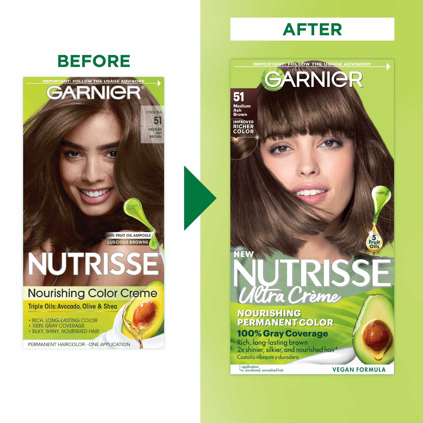 Garnier Nutrisse Nourishing Hair Color Creme - 51 Medium Ash Brown