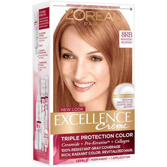 L'Oréal Paris Excellence Créme Permanent Hair Color, 8RB Medium Reddish Blonde