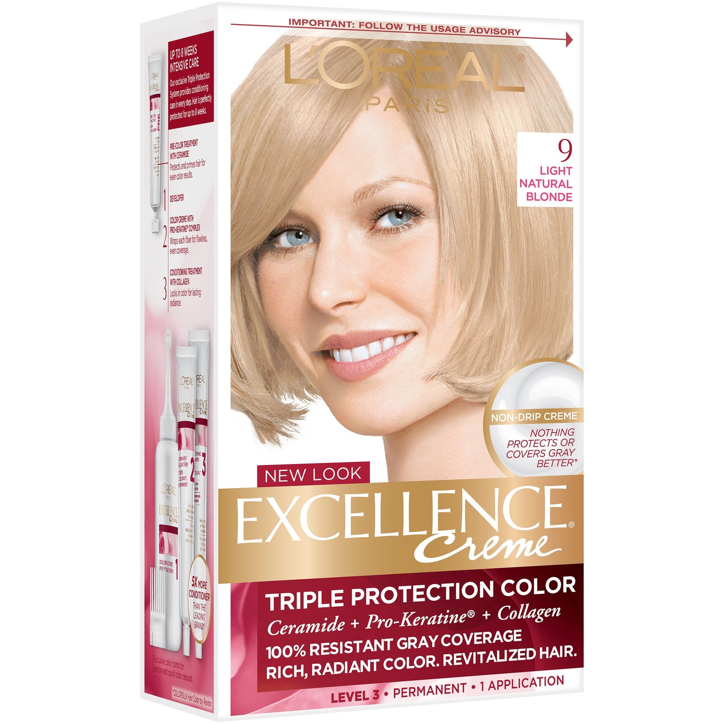 L'Oréal Paris Excellence Créme Permanent Hair Color, 9 Light Natural Blonde