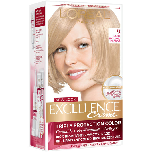 L'Oréal Paris Excellence Créme Permanent Hair Color, 9 Light Natural Blonde