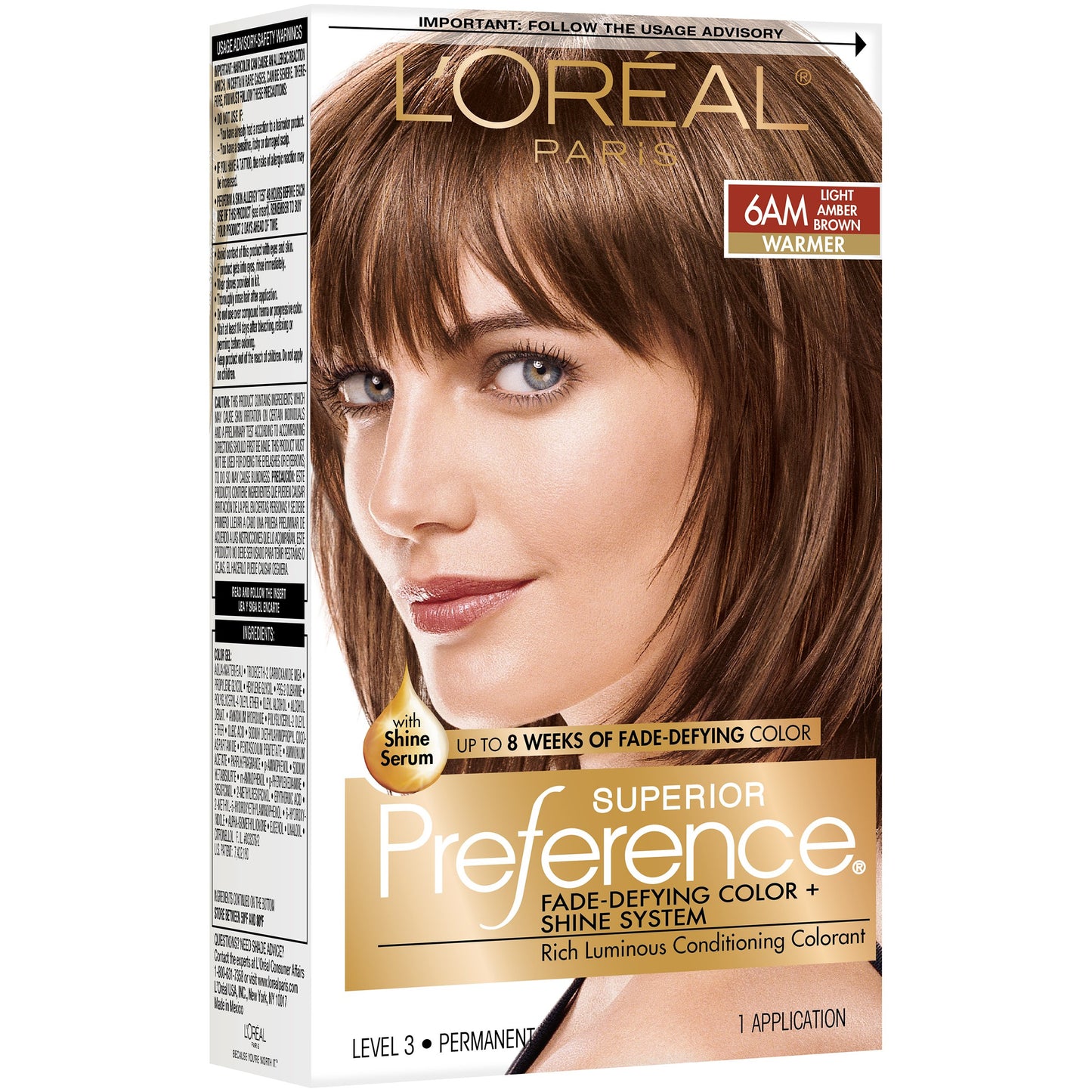 L'Oréal Paris Superior Preference Permanent Hair Color, 6AM Light Amber Brown