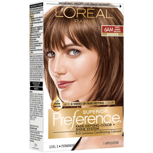 L'Oréal Paris Superior Preference Permanent Hair Color, 6AM Light Amber Brown