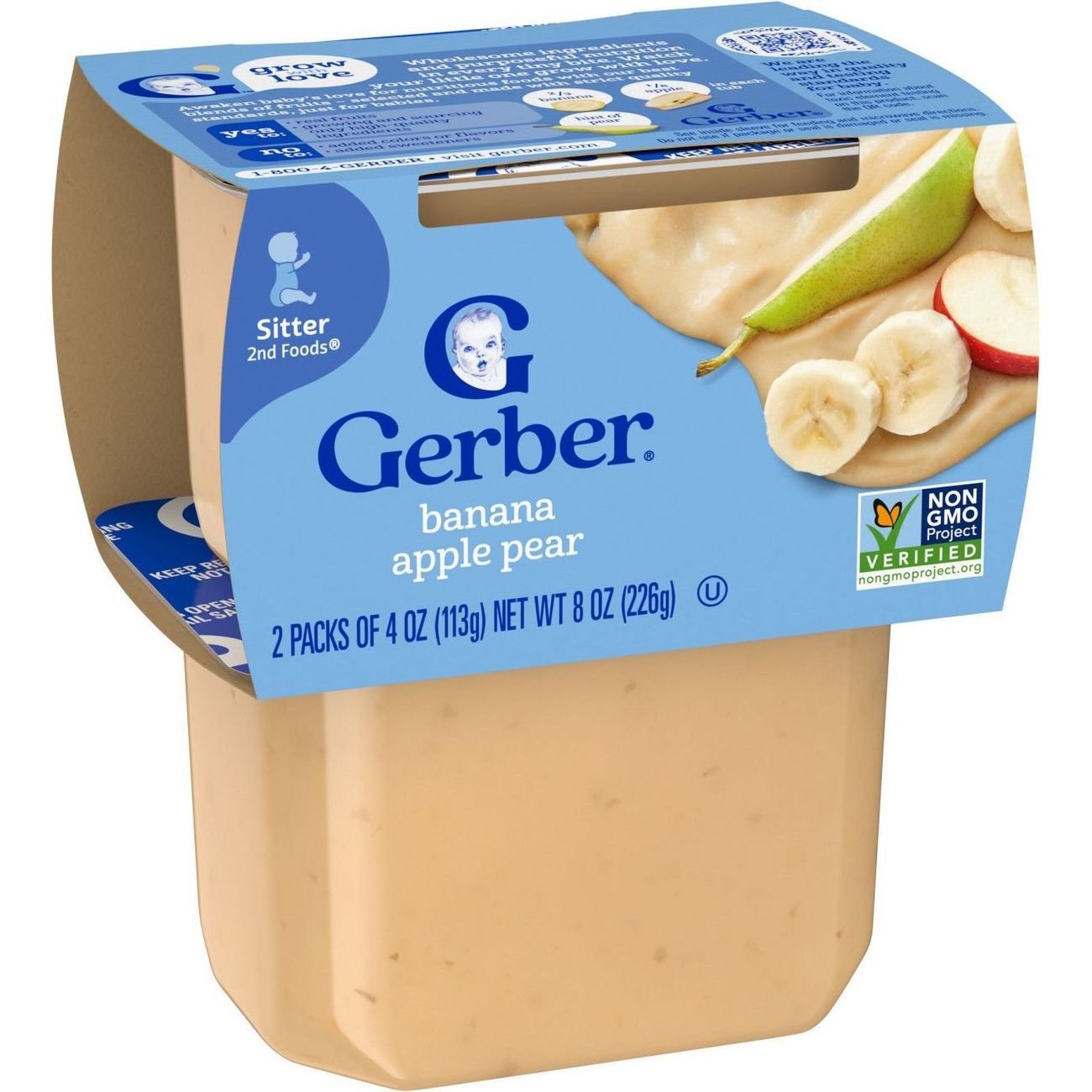 Gerber Stage 2 Baby Food - Banana Apple & Pear, 4 oz Tubs