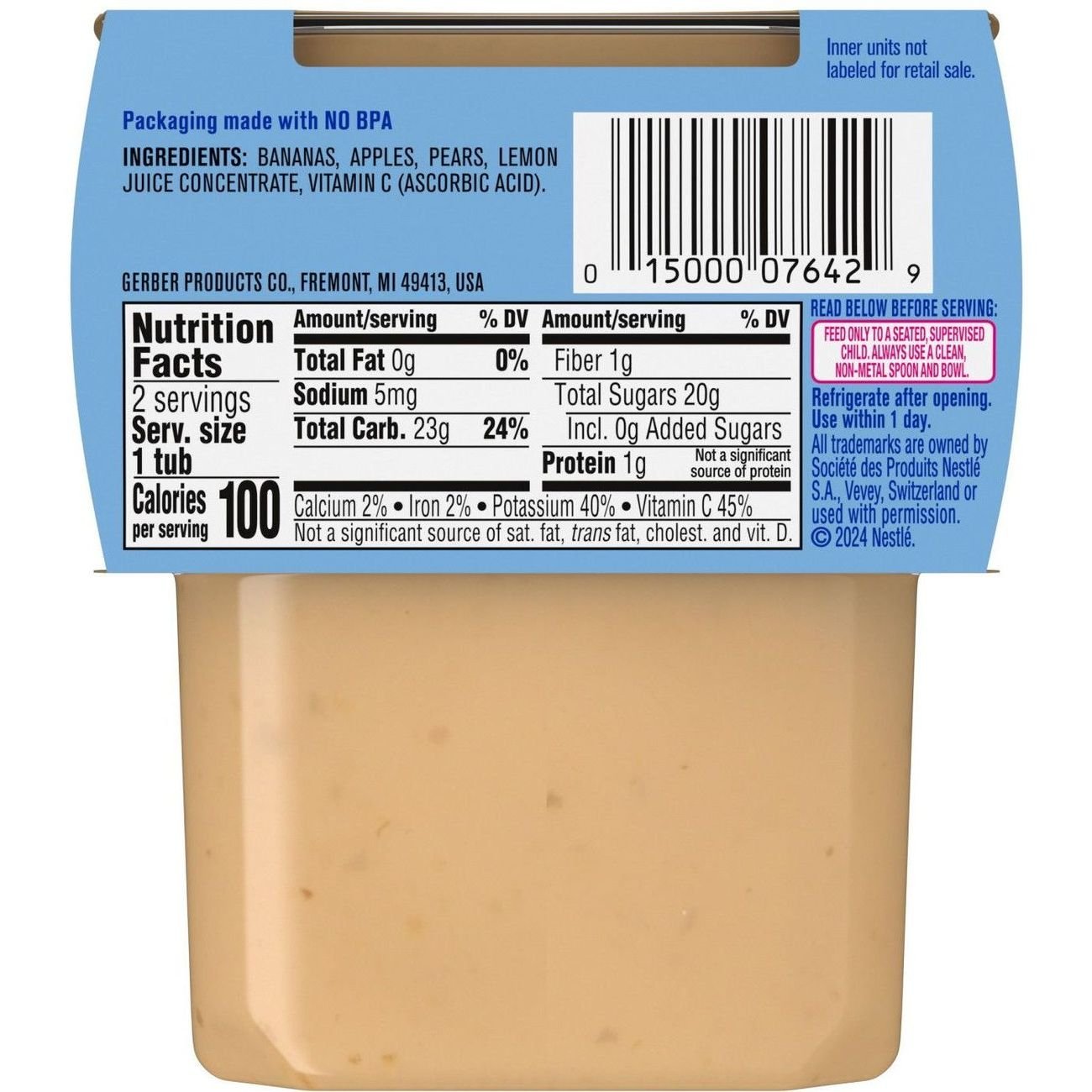 Gerber Stage 2 Baby Food - Banana Apple & Pear, 4 oz Tubs