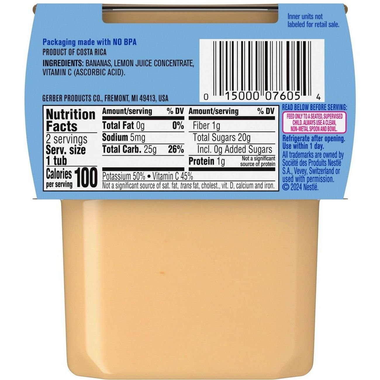 Gerber Stage 2 Baby Food - Banana, 4 oz Tubs
