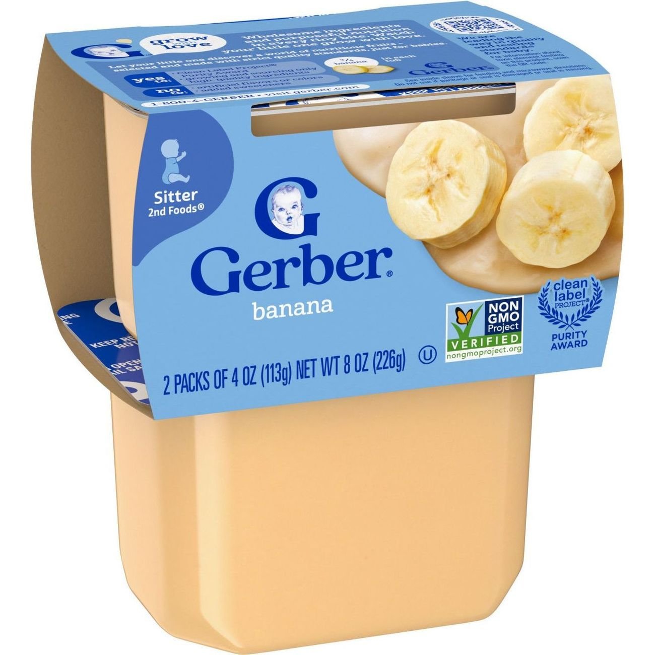 Gerber Stage 2 Baby Food - Banana, 4 oz Tubs