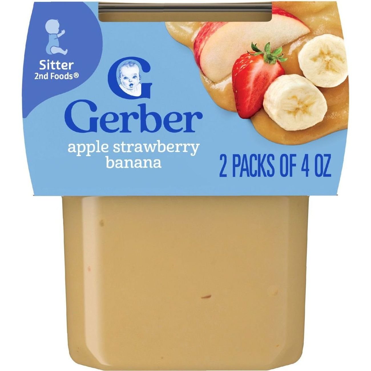 Gerber Stage 2 Baby Food - Apple Strawberry & Banana, 4 oz Tubs