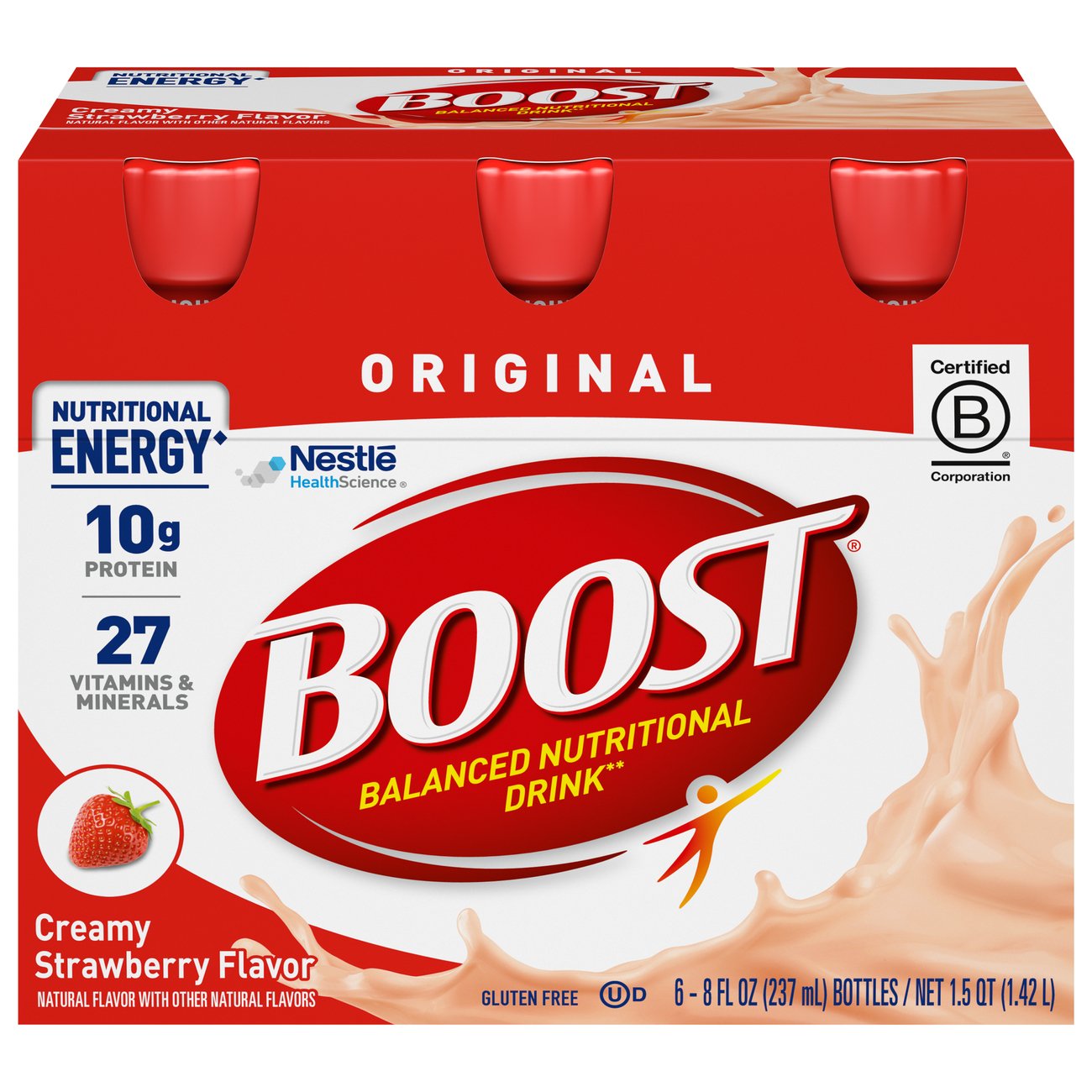 BOOST Original Complete Nutritional 10g Protein Shake - Creamy Strawberry 6 pk