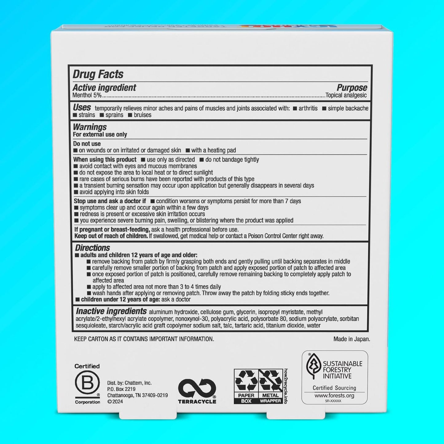 Icy Hot Medicated Topical Analgesic Back Patch