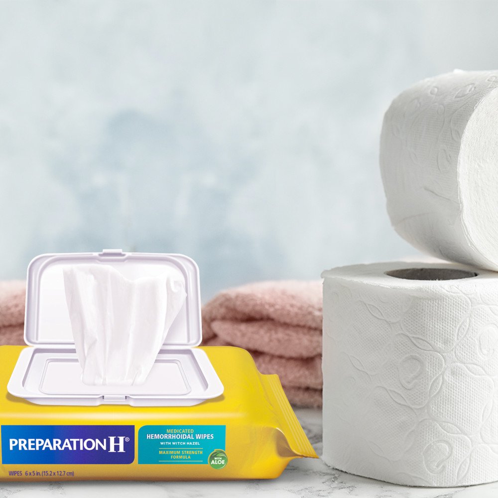 Preparation H Hemorrhoid Wipes with Witch Hazel for Skin Irritation Relief