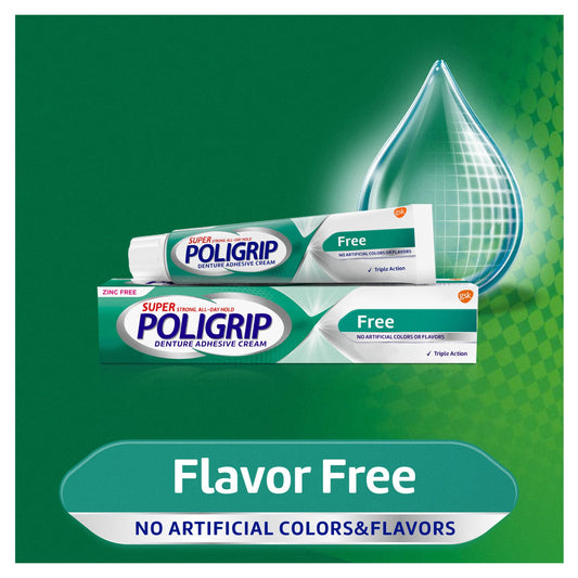 Super Poligrip Free, Zinc Free, Additive Free Denture Adhesive Cream