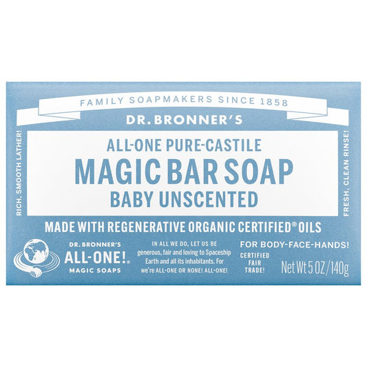 Dr. Bronner's Magic Soaps All-One Hemp Baby Unscented Pure-Castile Bar Soap