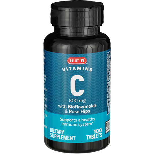 H-E-B Vitamins Vitamin C with Bioflavonoids & Rose Hips  500 mg Tablets
