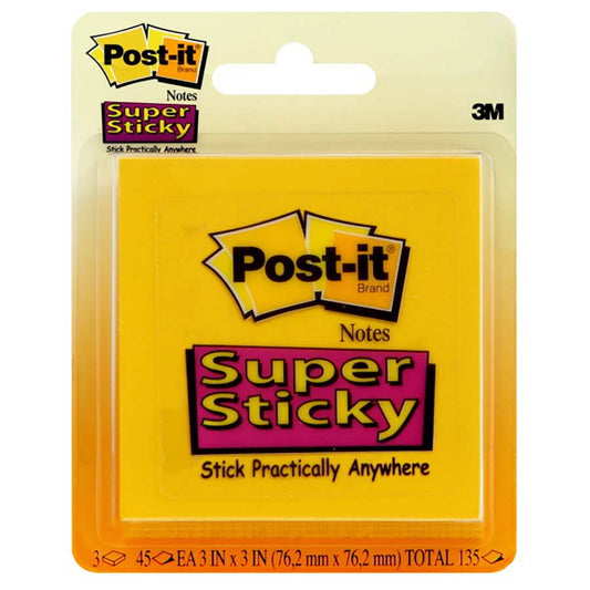 Post-it Super Sticky Notes - Yellow, 135 Ct