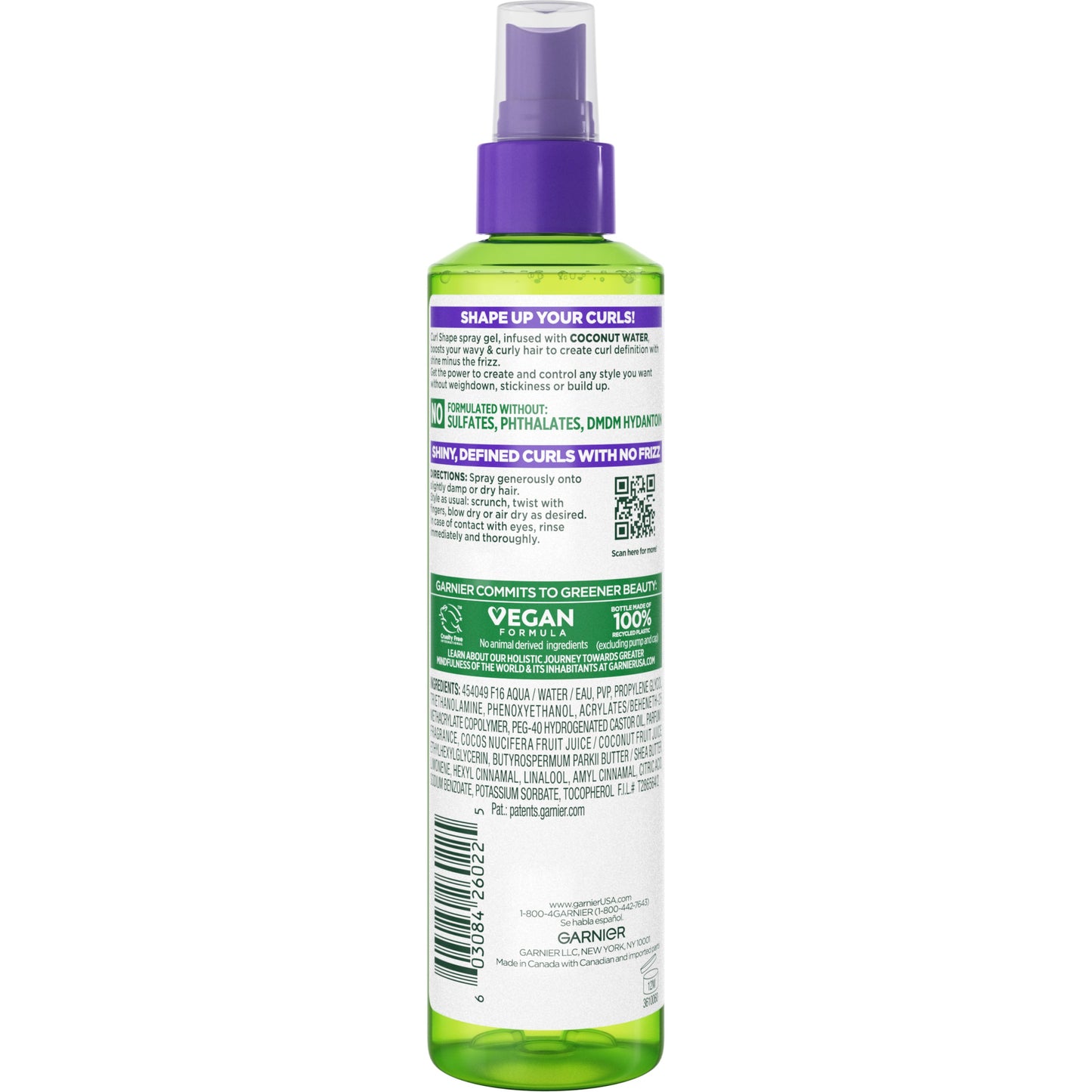 Garnier Fructis Curl Shape Defining Spray Gel with Coconut Water - Strong Hold