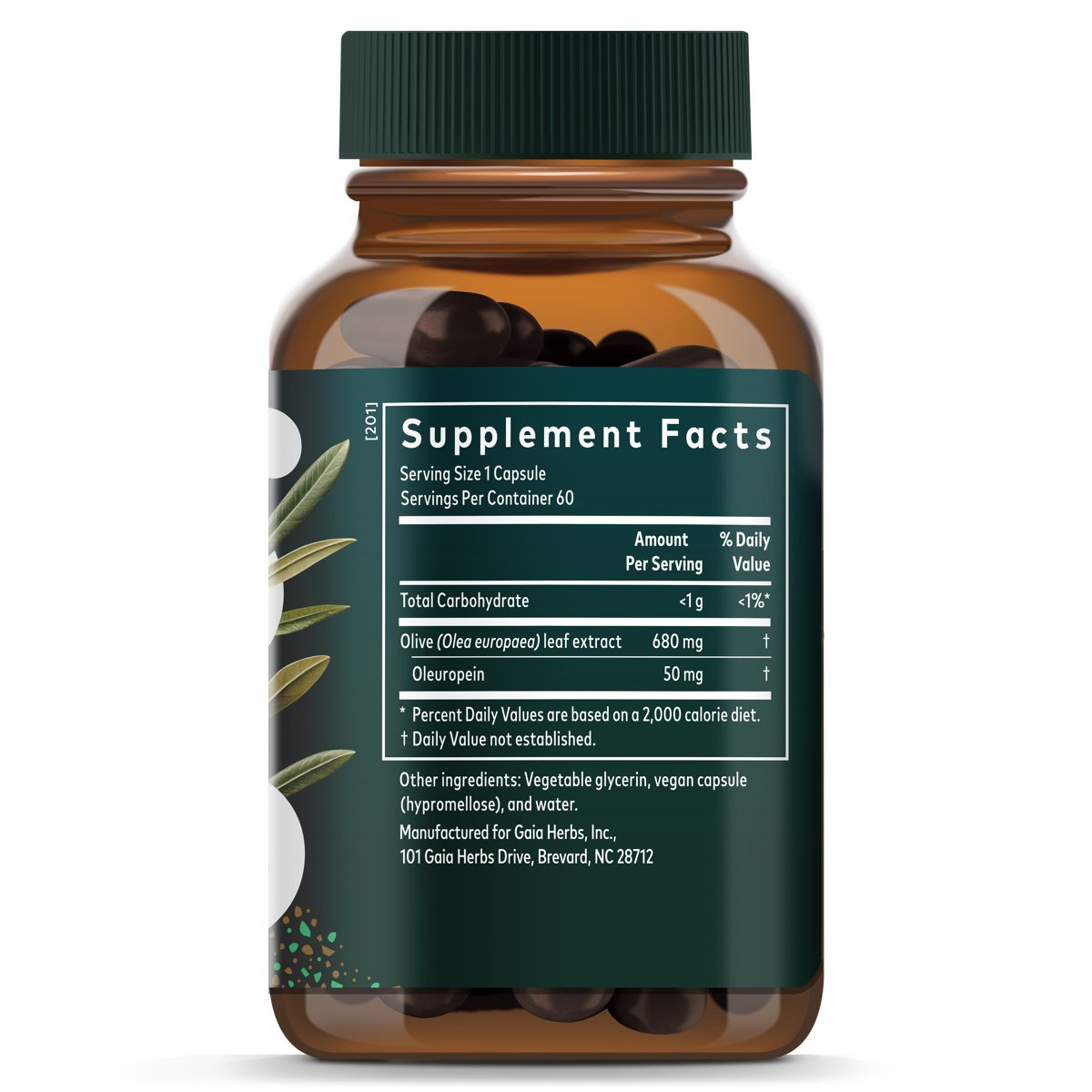 Gaia Herbs Single Herbs Olive Leaf Vegetarian Liquid Phyto-Caps