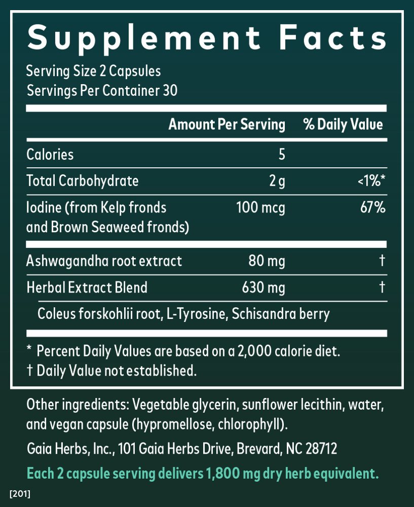 Gaia Herbs SystemSupport Thyroid Support Vegetarian Liquid Phyto-Caps