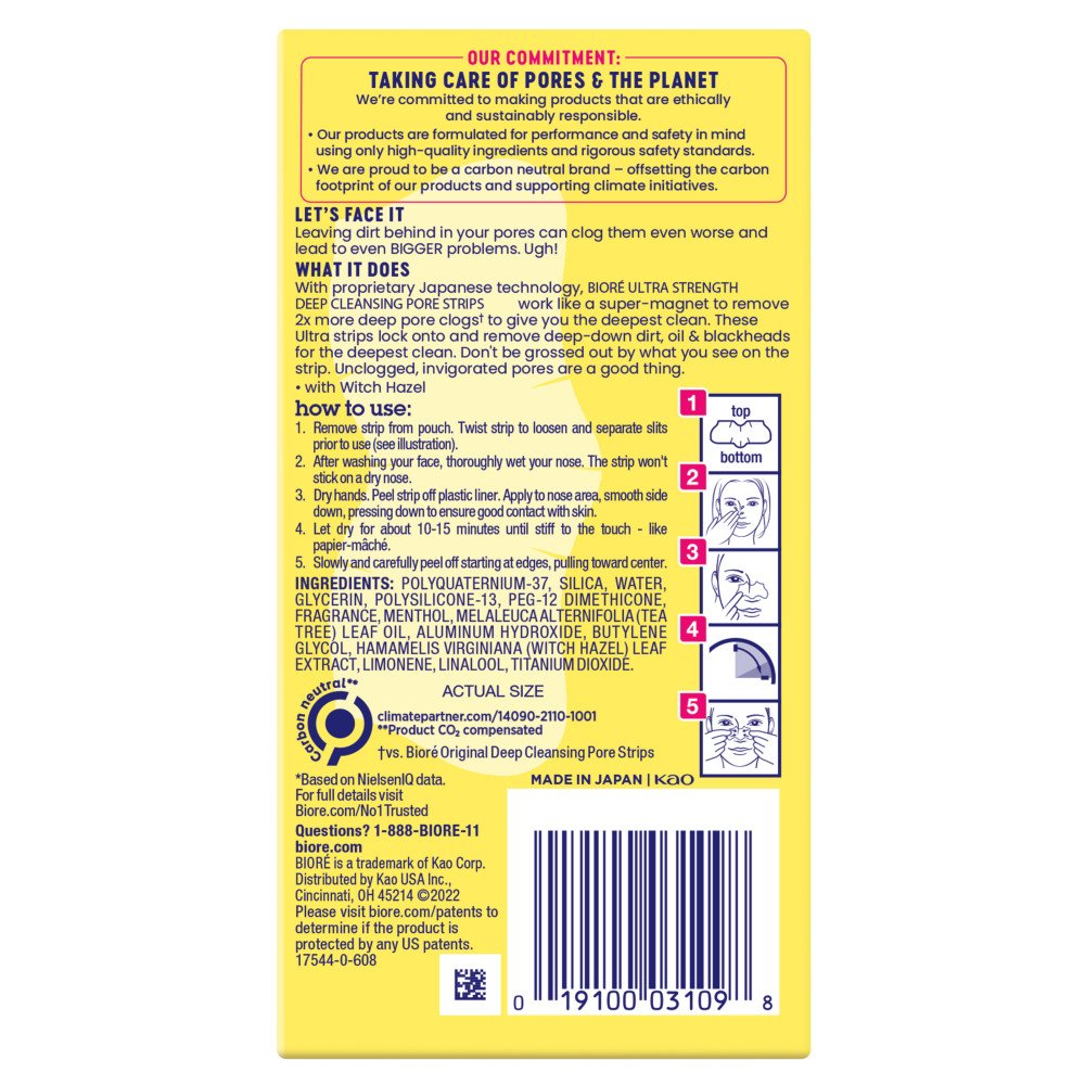 Bioré Ultra Strength Deep Cleansing Pore Strips with Witch Hazel