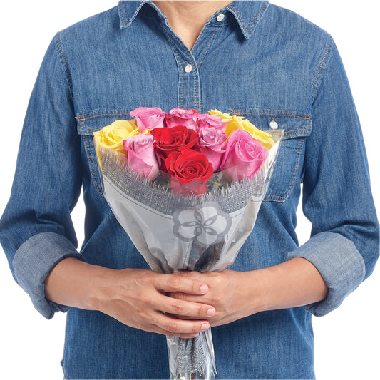 BLOOMS by H-E-B Dozen Rainbow Roses