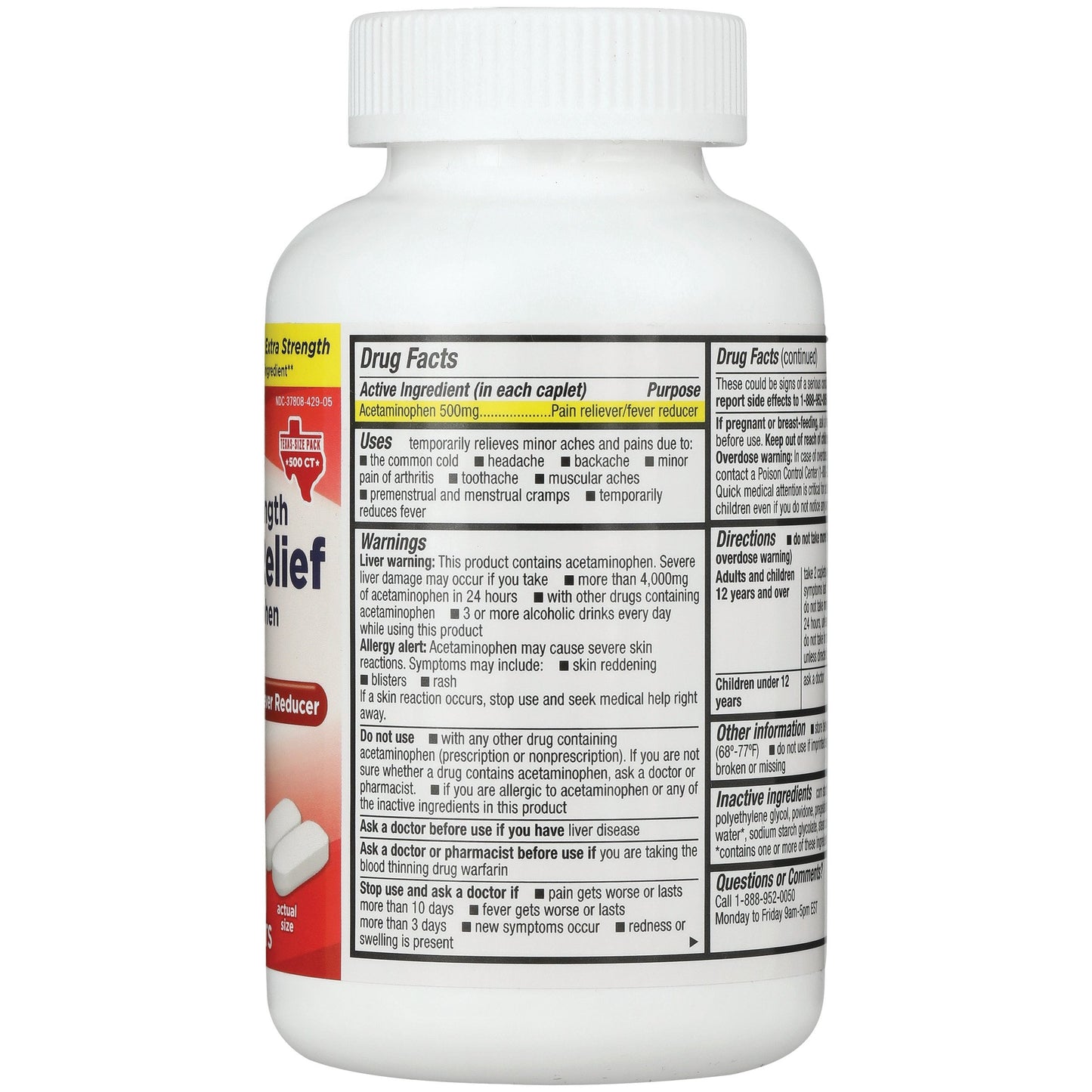 H-E-B Acetaminophen Fever & Pain Relief Caplets – 500 mg