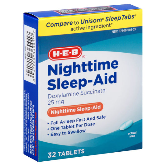 H-E-B Nighttime Sleep-Aid Tablets - 25 mg