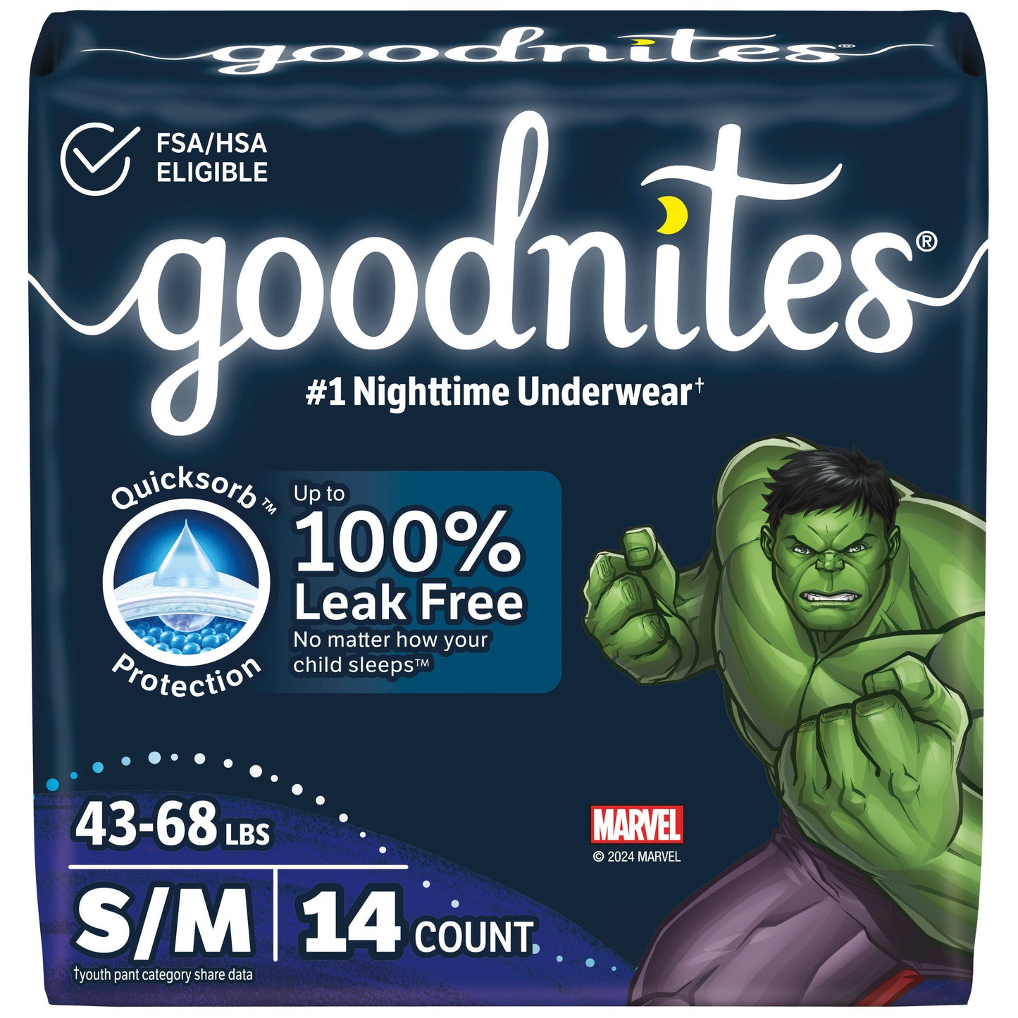 Goodnites Boys' Nighttime Bedwetting Underwear - S/M (43-68 lbs)